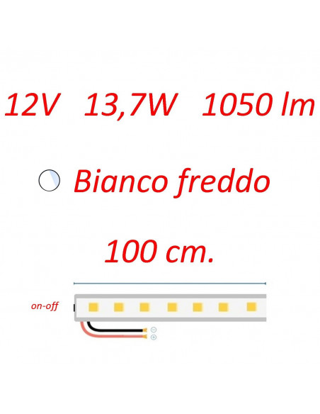 Plafoniera Millennium 100 cm. con interruttore b.co freddo