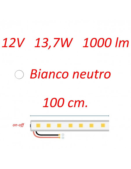 Plafoniera Millennium 100 cm. con interruttore b.co neutro