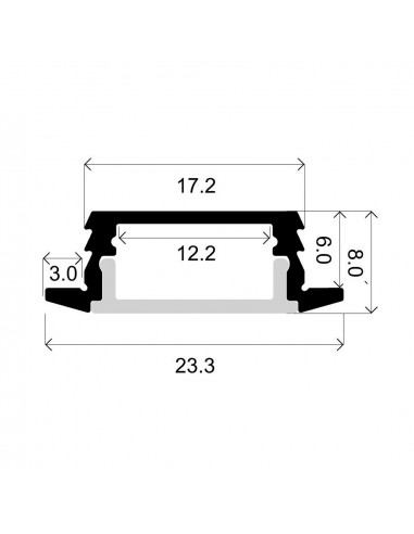 Profilo da incasso in alluminio 2mt.
