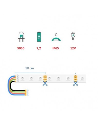 Strip led 12V – 36W impermeabile RGB