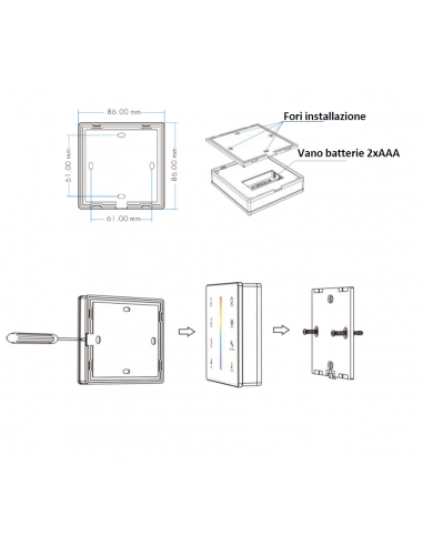 Radiocomando Touch Dimmer 4 Zone da parete