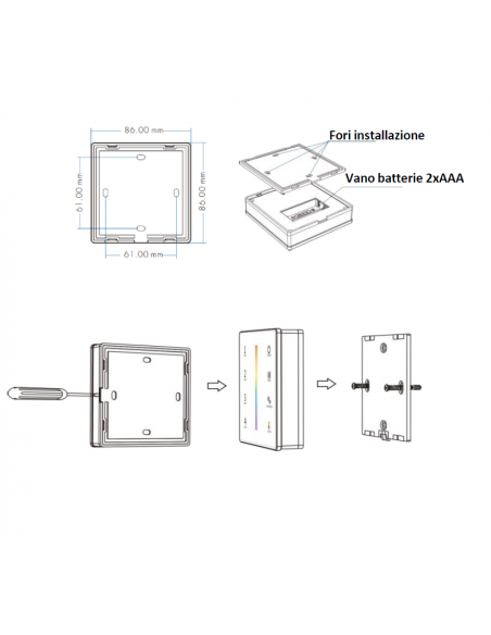 Radiocomando Touch Dimmer 4 Zone da parete