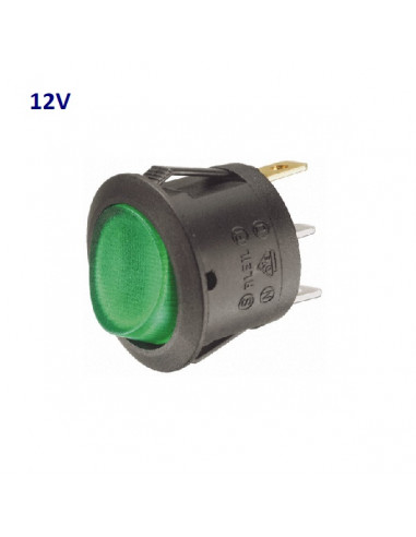 Interruttore luminoso verde 12V Ø 20 mm