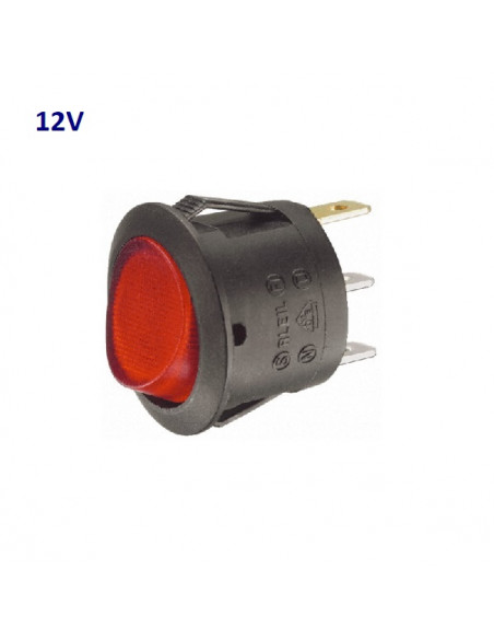 Interruttore luminoso rosso 12V Ø 20 mm