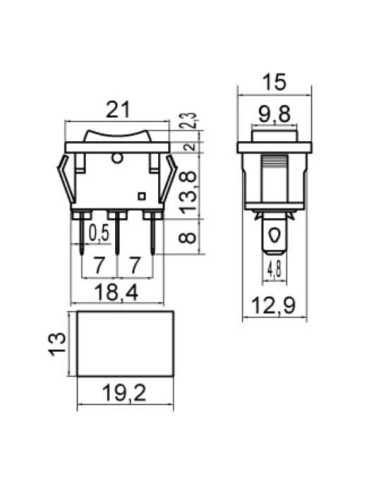 Deviatore tre posizioni rettangolare cf. 5pz.
