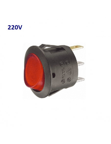 Interruttore luminoso rosso 220V Ø 20 mm