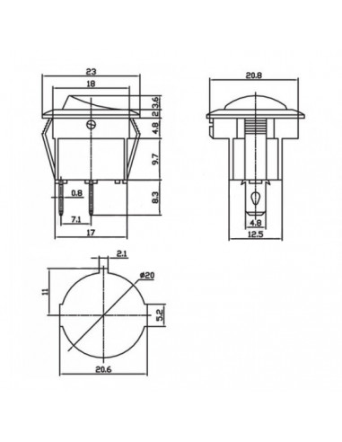 Pulsante a bilanciere bianco Ø 20 mm cf.5pz.