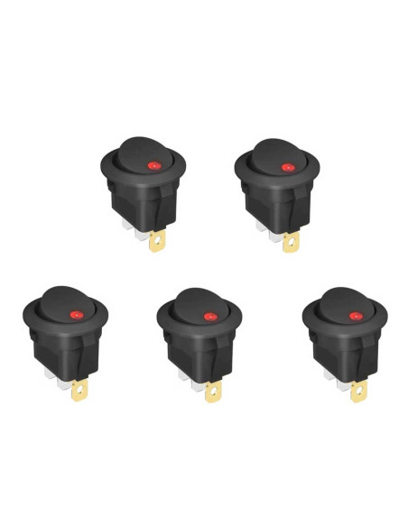 Interruttore con led rosso 12V Ø 20 mm cf. 5pz.