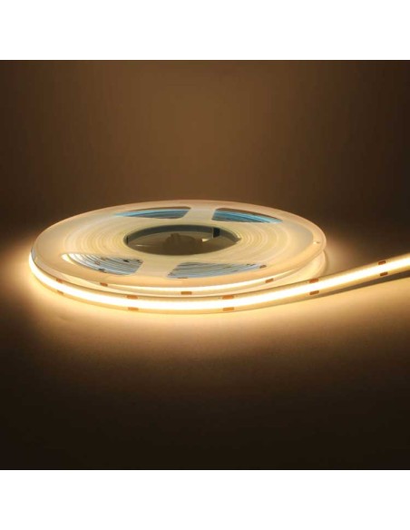Strip led COB 12V – 12W/mt. impermeabile b.co caldo (1200 lm/mt.)