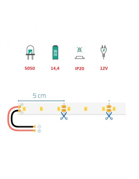 Strip led 12V – 72W luce blu