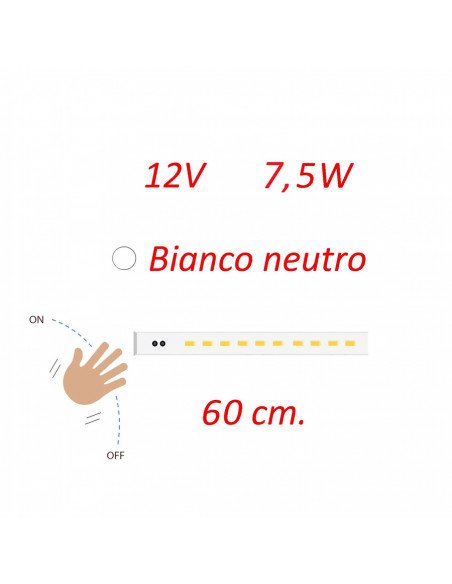 Plafoniera Flat angolare 60 cm. con interruttore infrarosso