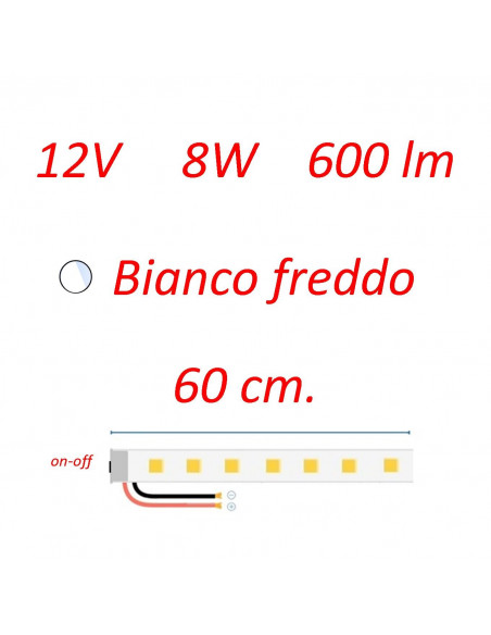 Plafoniera Stilo 60 cm. con interruttore b.co freddo