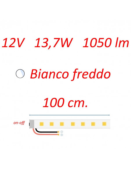 Plafoniera Stilo 100 cm. con interruttore b.co freddo