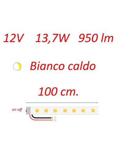 Plafoniera Stilo 100 cm. con interruttore b.co...